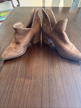 Women’s Suede Brown Cutout Ankle Booties